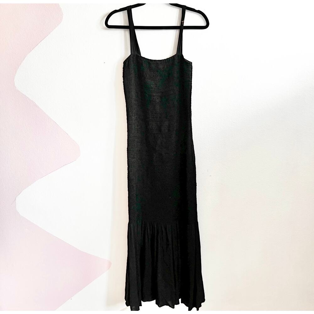 MLM Black Smocked Body Dress Boho Cottagecore Prairie Minimalist Medium